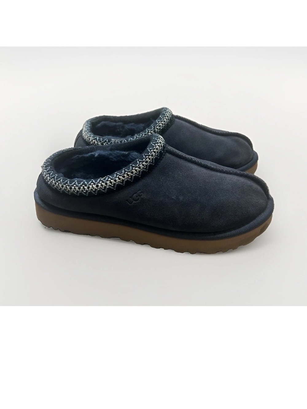 UGG Tasman Slippers Women 8 Indigo Blue Suede Sheepskin Slip On Cozy Comfort